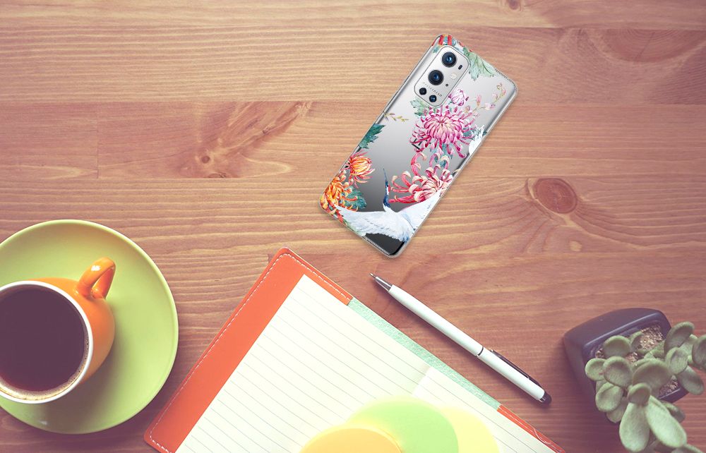 OnePlus 9 Pro TPU Hoesje Bird Flowers
