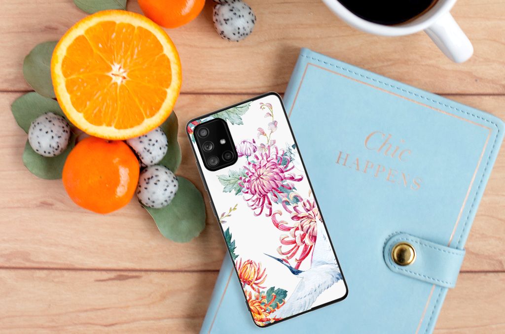 Samsung Galaxy A71 Dierenprint Telefoonhoesje Bird Flowers
