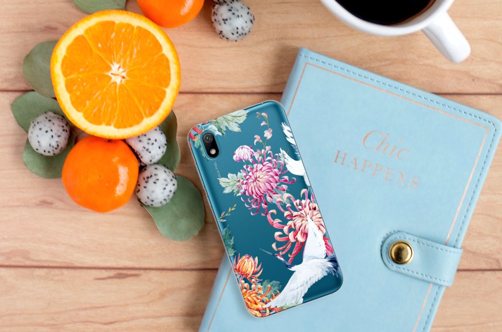 Huawei Y5 (2019) TPU Hoesje Bird Flowers