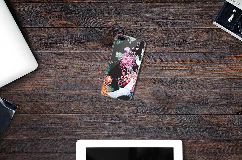 Apple iPhone 7 Plus | 8 Plus TPU Hoesje Bird Flowers