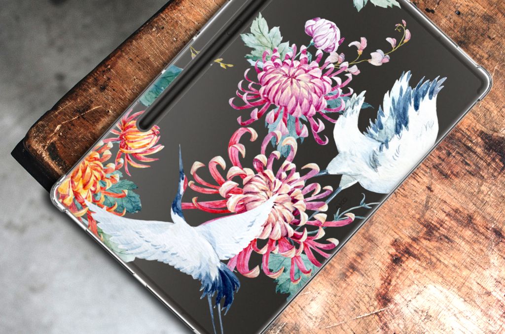 Samsung Galaxy Tab S9 Plus Back Case Bird Flowers