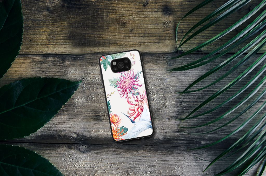 Xiaomi Poco X3 | X3 Pro Dierenprint Telefoonhoesje Bird Flowers