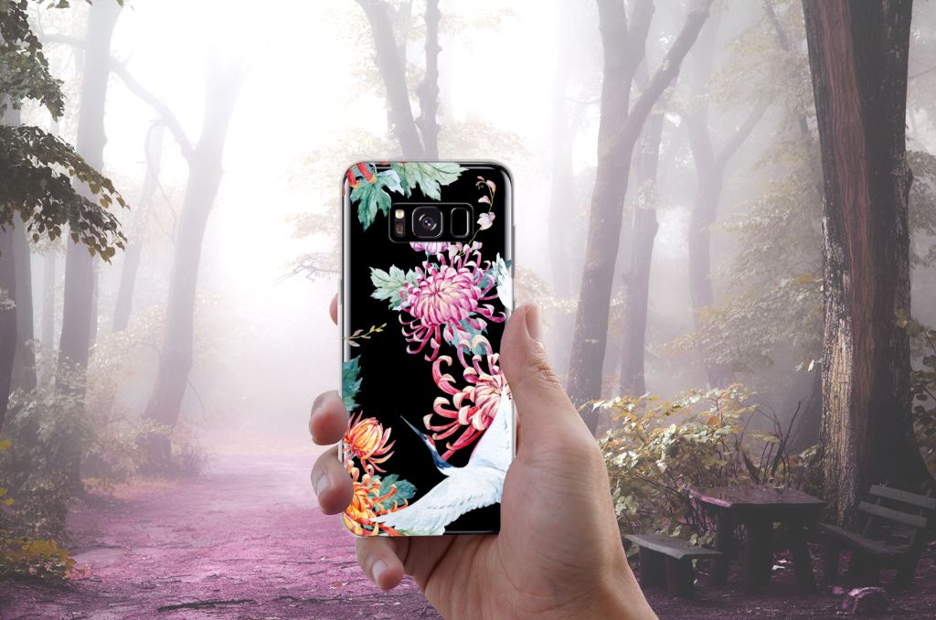 Samsung Galaxy S8 TPU Hoesje Bird Flowers