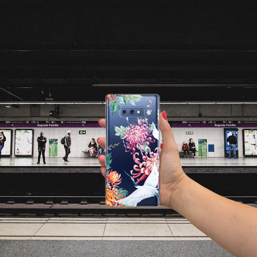 Samsung Galaxy Note 9 TPU Hoesje Bird Flowers