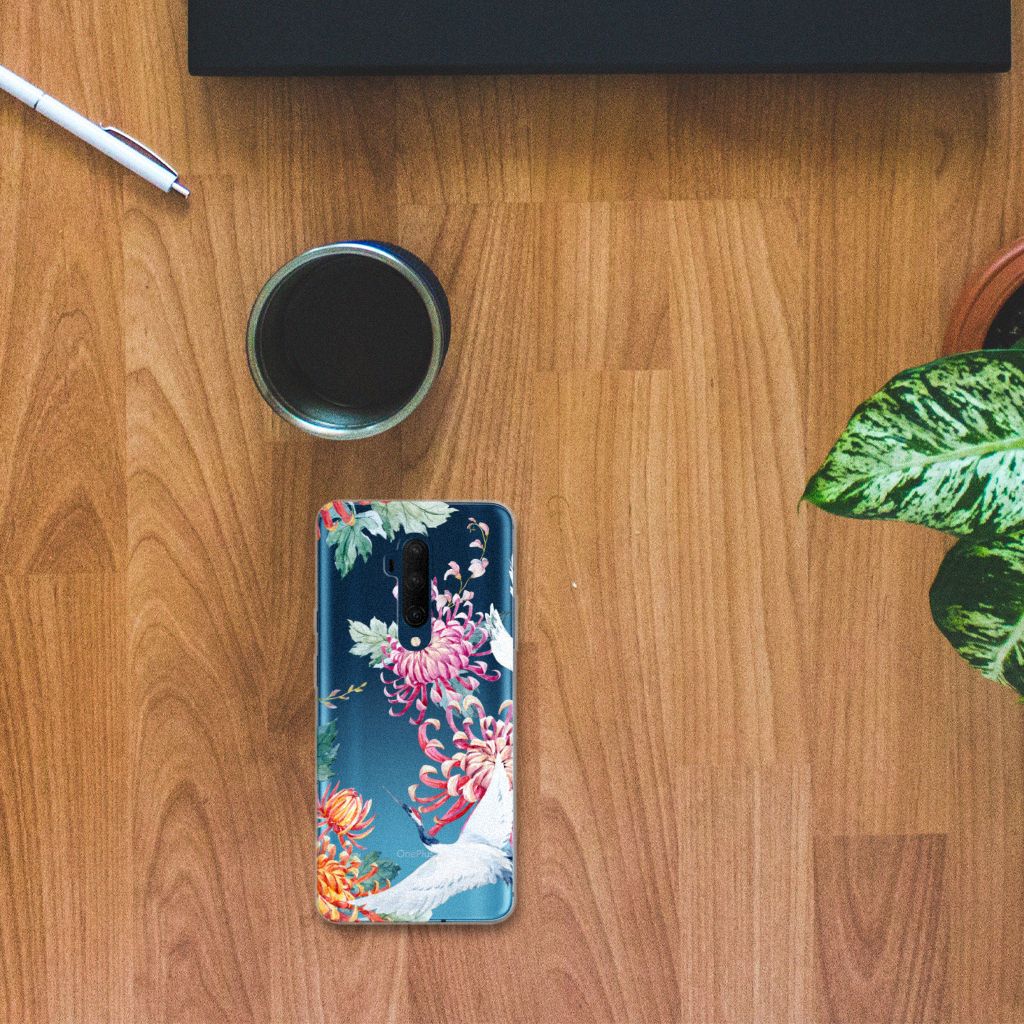 OnePlus 7T Pro TPU Hoesje Bird Flowers