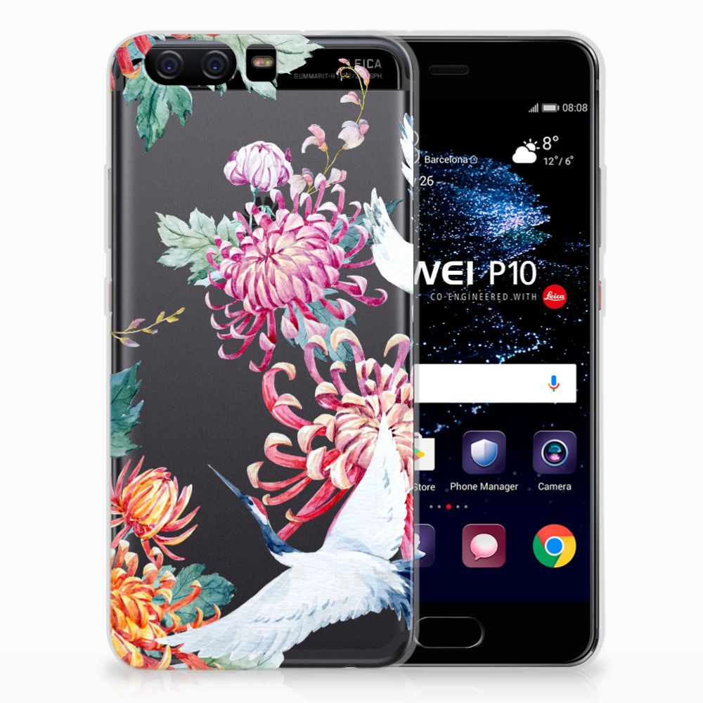Huawei P10 TPU Hoesje Bird Flowers