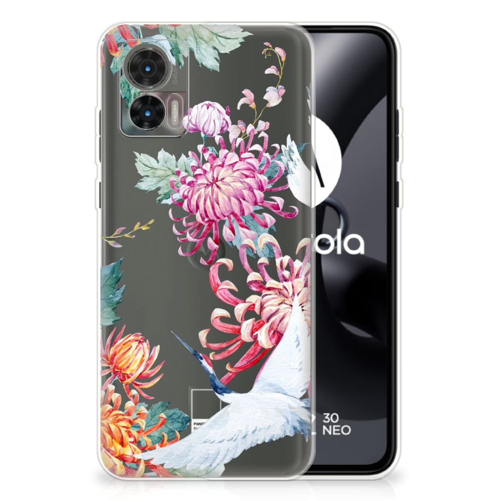 Motorola Edge 30 Neo TPU Hoesje Bird Flowers