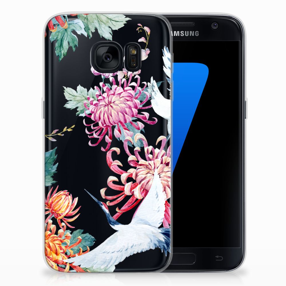 Samsung Galaxy S7 TPU Hoesje Bird Flowers