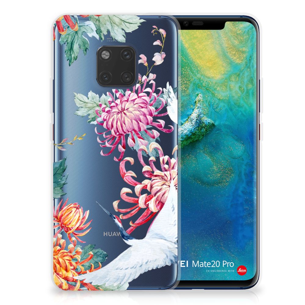 Huawei Mate 20 Pro Uniek TPU Hoesje Bird Flowers