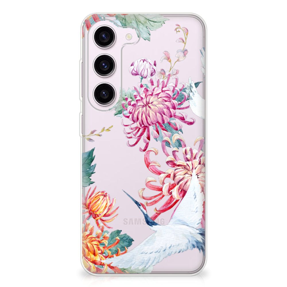 Samsung Galaxy S23 TPU Hoesje Bird Flowers