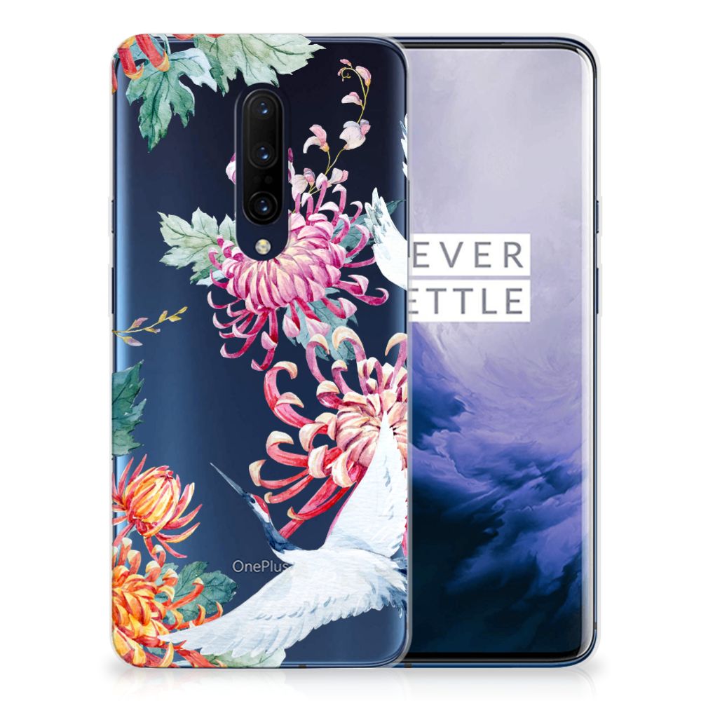 OnePlus 7 Pro TPU Hoesje Bird Flowers