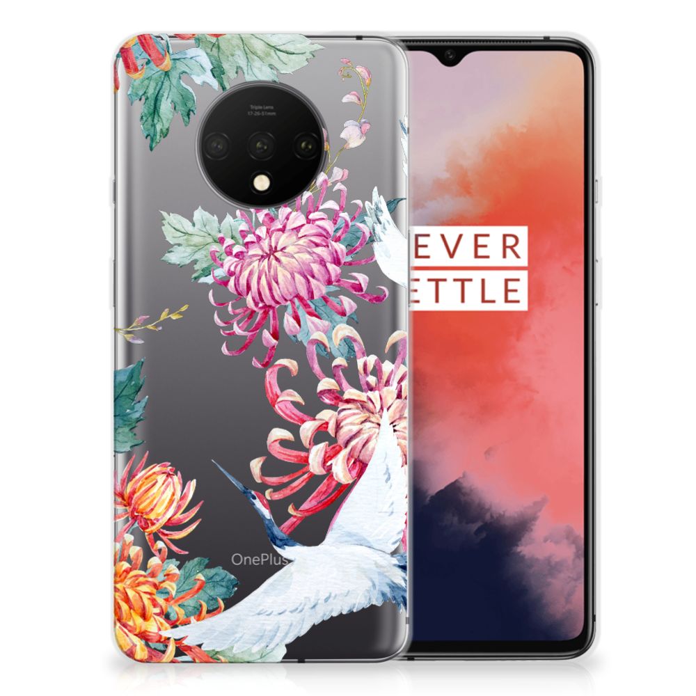 OnePlus 7T TPU Hoesje Bird Flowers