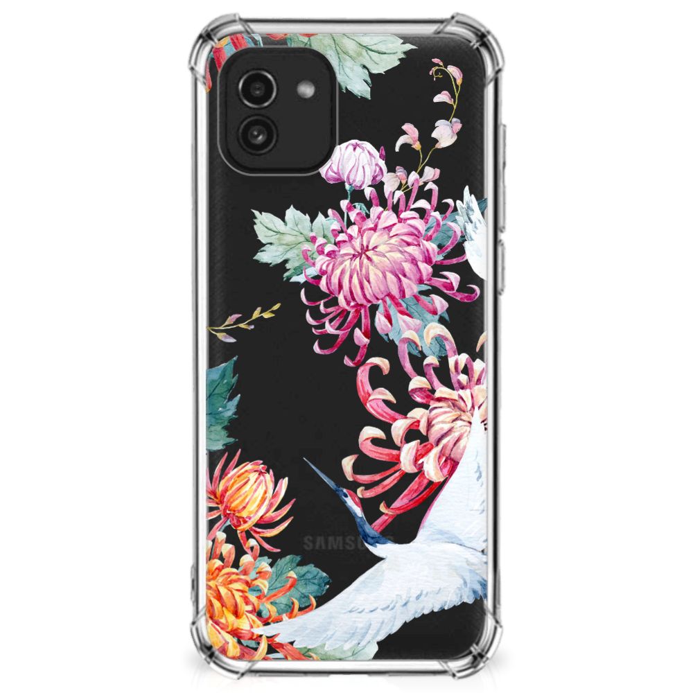 Samsung Galaxy A03 Case Anti-shock Bird Flowers