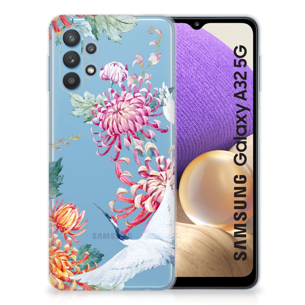 Samsung Galaxy A32 5G TPU Hoesje Bird Flowers