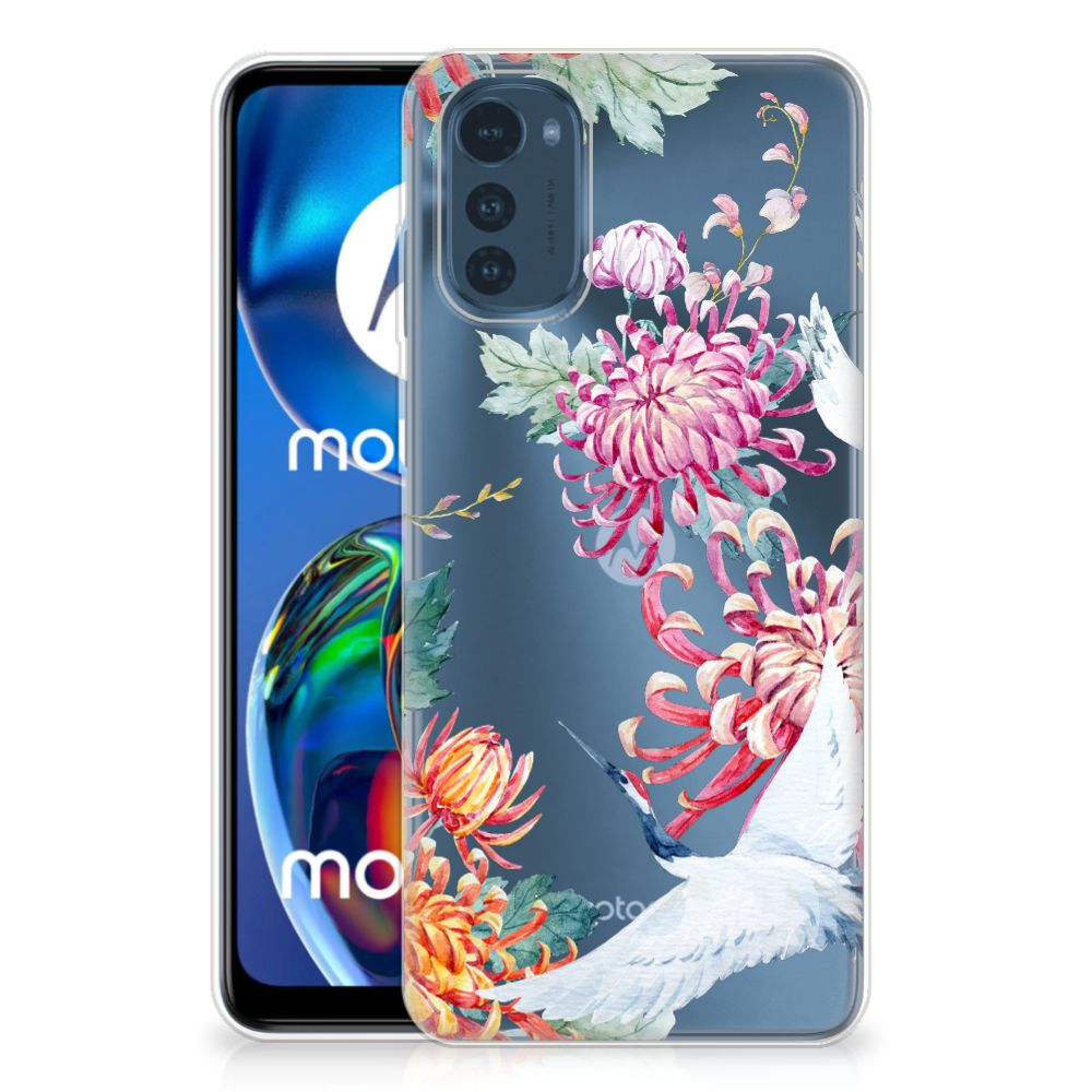Motorola Moto E32/E32s TPU Hoesje Bird Flowers