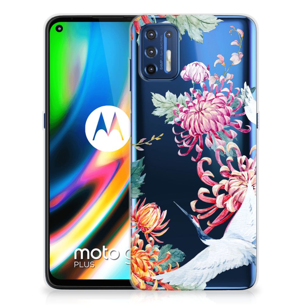 Motorola Moto G9 Plus TPU Hoesje Bird Flowers
