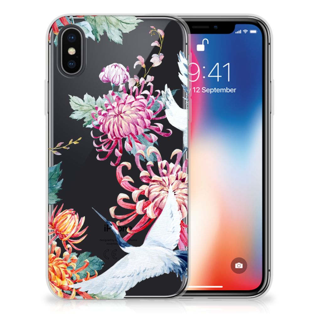 Apple iPhone X | Xs Uniek TPU Hoesje Bird Flowers
