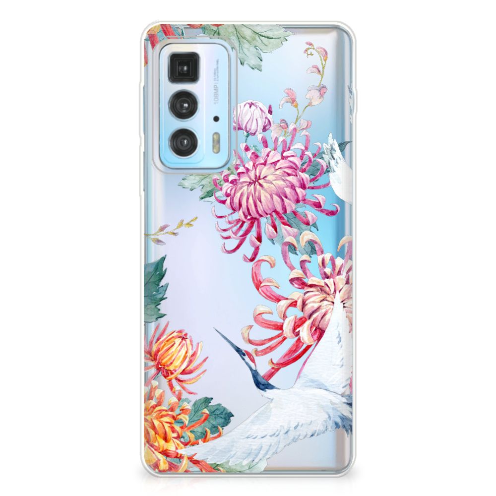 Motorola Edge 20 Pro TPU Hoesje Bird Flowers