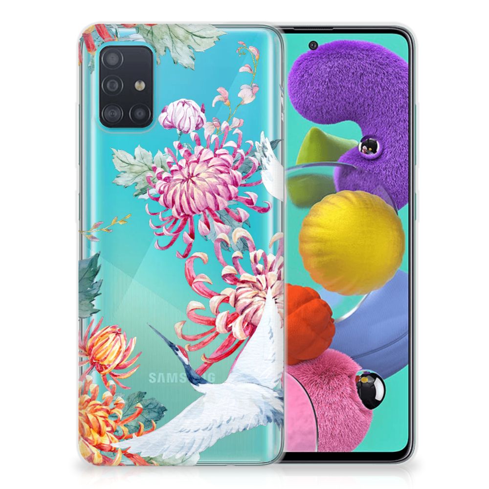 Samsung Galaxy A51 TPU Hoesje Bird Flowers