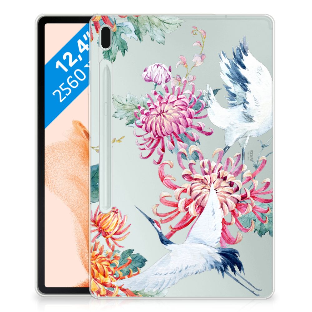 Samsung Galaxy Tab S7FE Back Case Bird Flowers