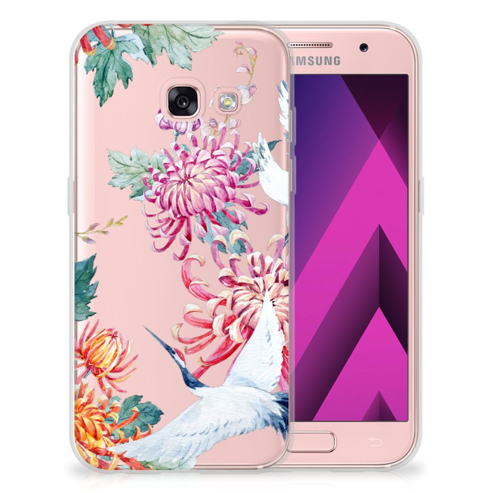 Samsung Galaxy A3 2017 TPU Hoesje Bird Flowers