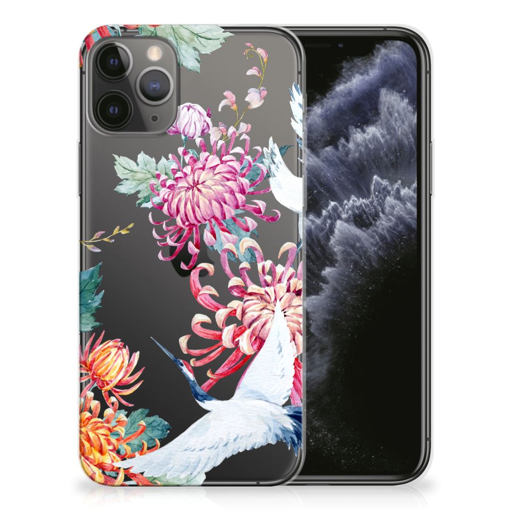 Apple iPhone 11 Pro TPU Hoesje Bird Flowers