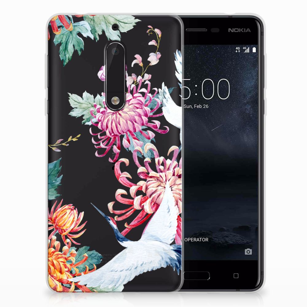 Nokia 5 TPU Hoesje Bird Flowers