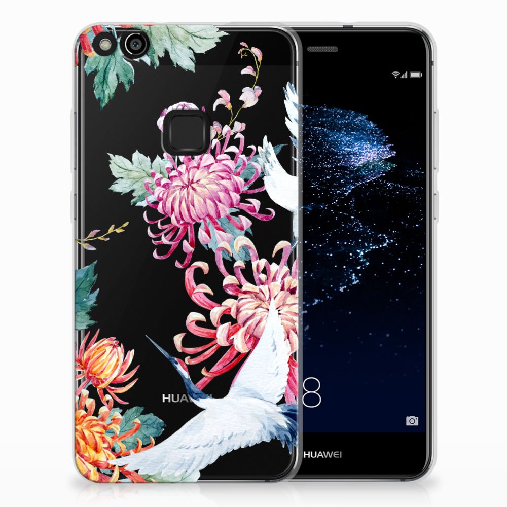 Huawei P10 Lite TPU Hoesje Bird Flowers