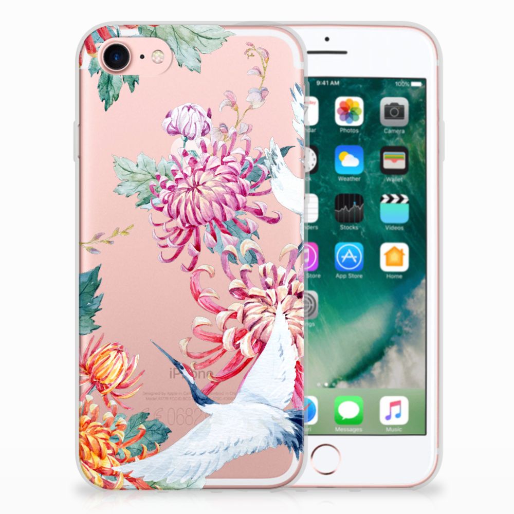 iPhone SE 2022 | SE 2020 | 8 | 7 TPU Hoesje Bird Flowers