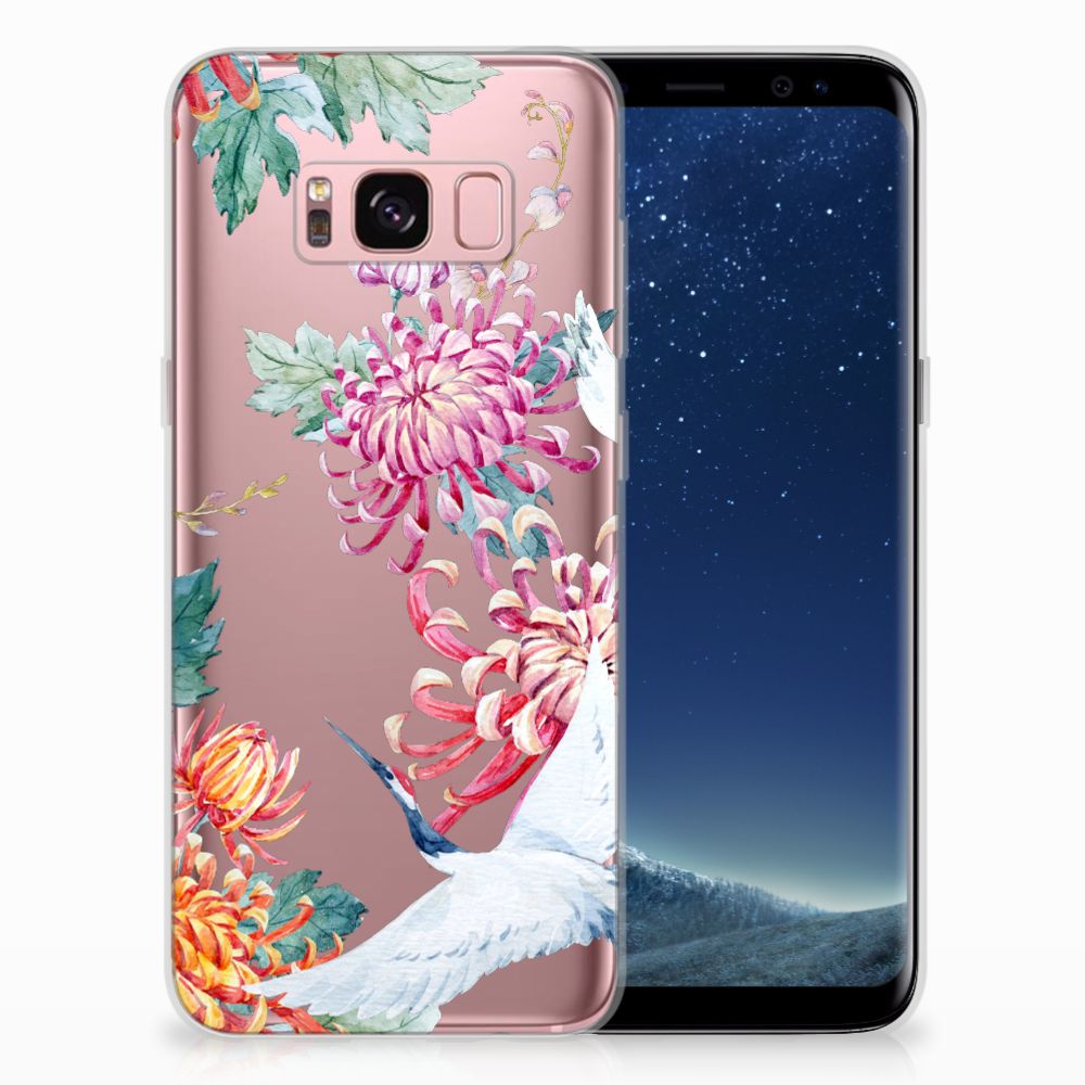 Samsung Galaxy S8 TPU Hoesje Bird Flowers