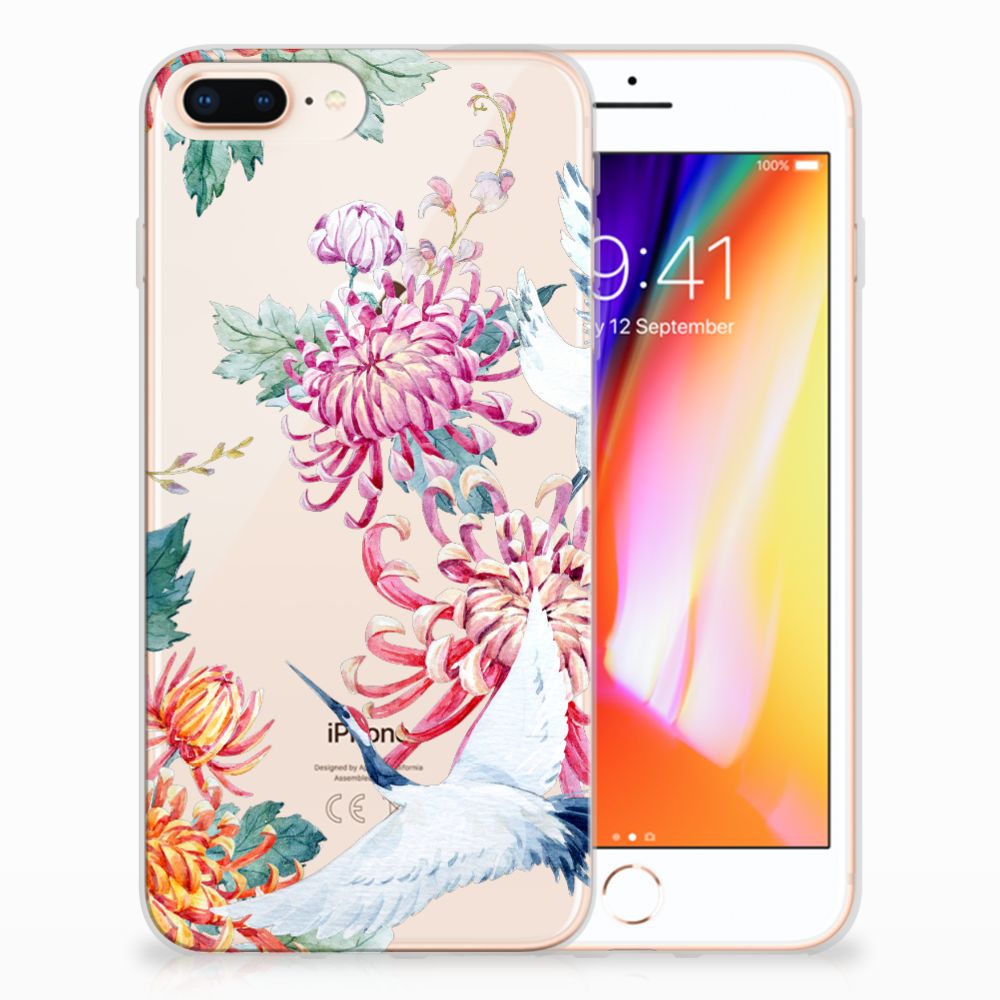 Apple iPhone 7 Plus | 8 Plus TPU Hoesje Bird Flowers