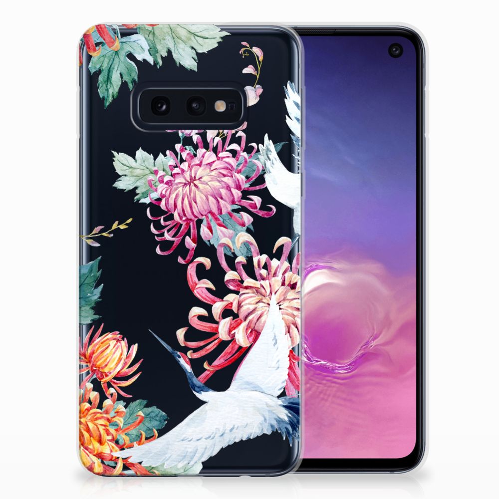Samsung Galaxy S10e TPU Hoesje Bird Flowers