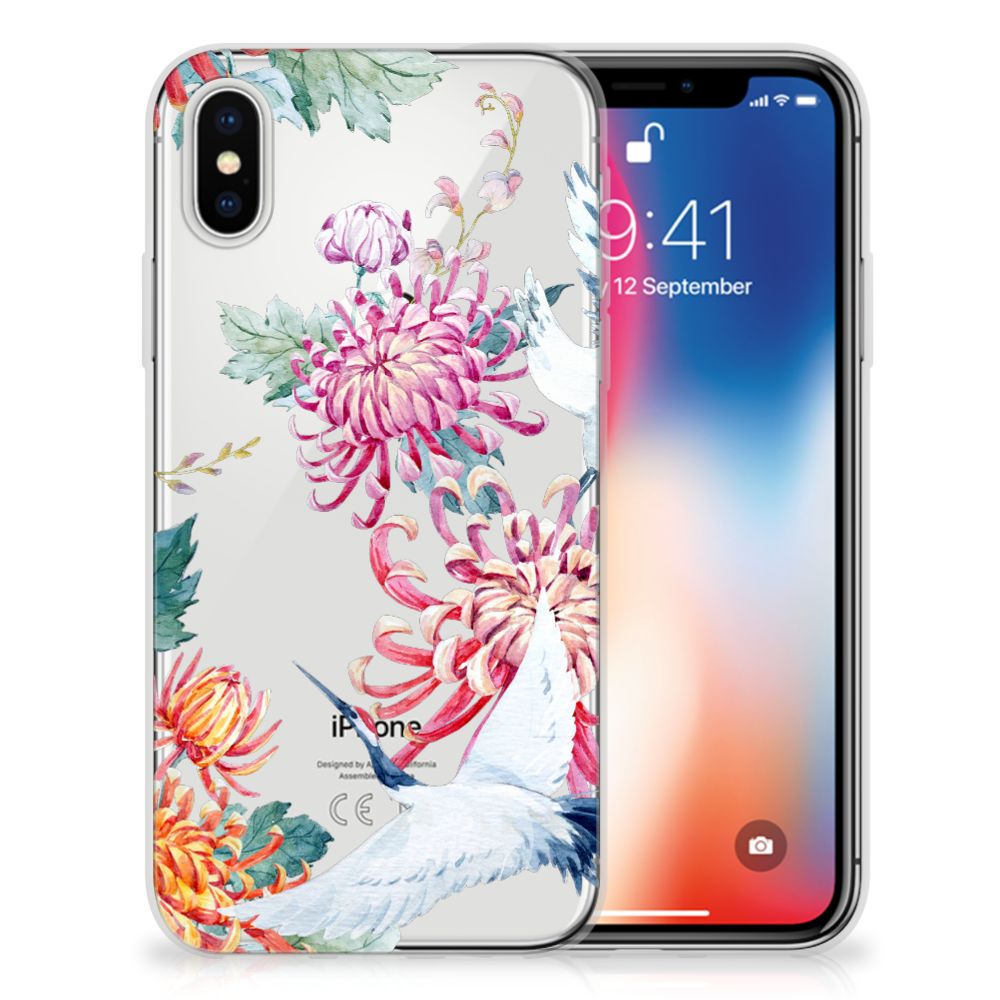 Apple iPhone X | Xs TPU Hoesje Bird Flowers