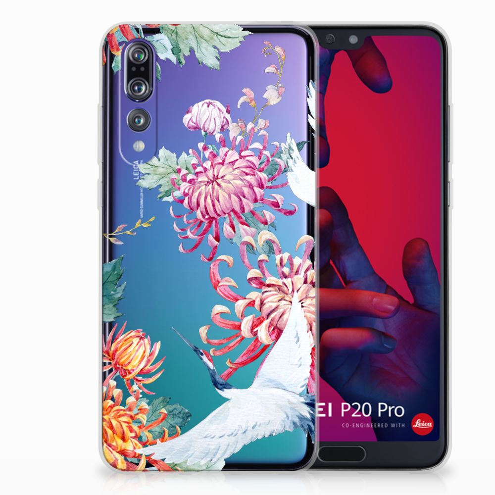 Huawei P20 Pro TPU Hoesje Bird Flowers