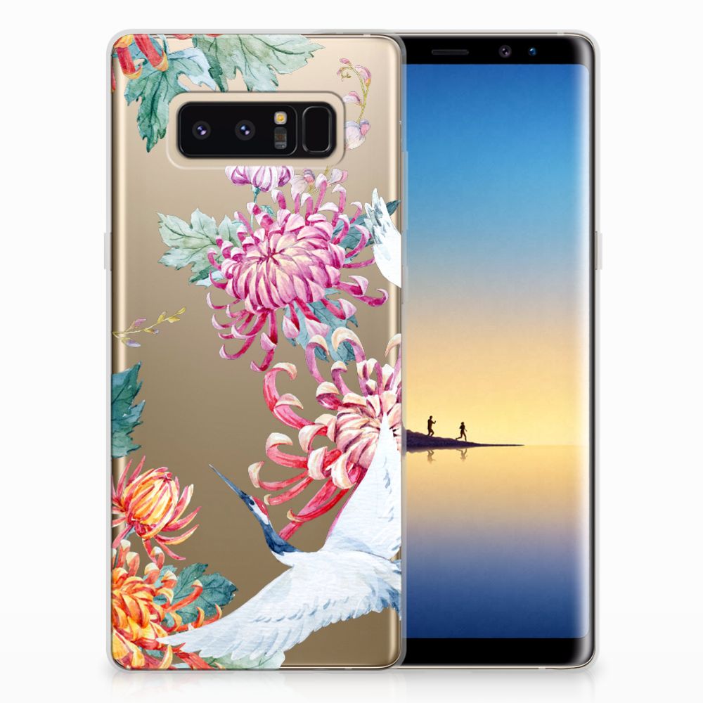 Samsung Galaxy Note 8 TPU Hoesje Bird Flowers