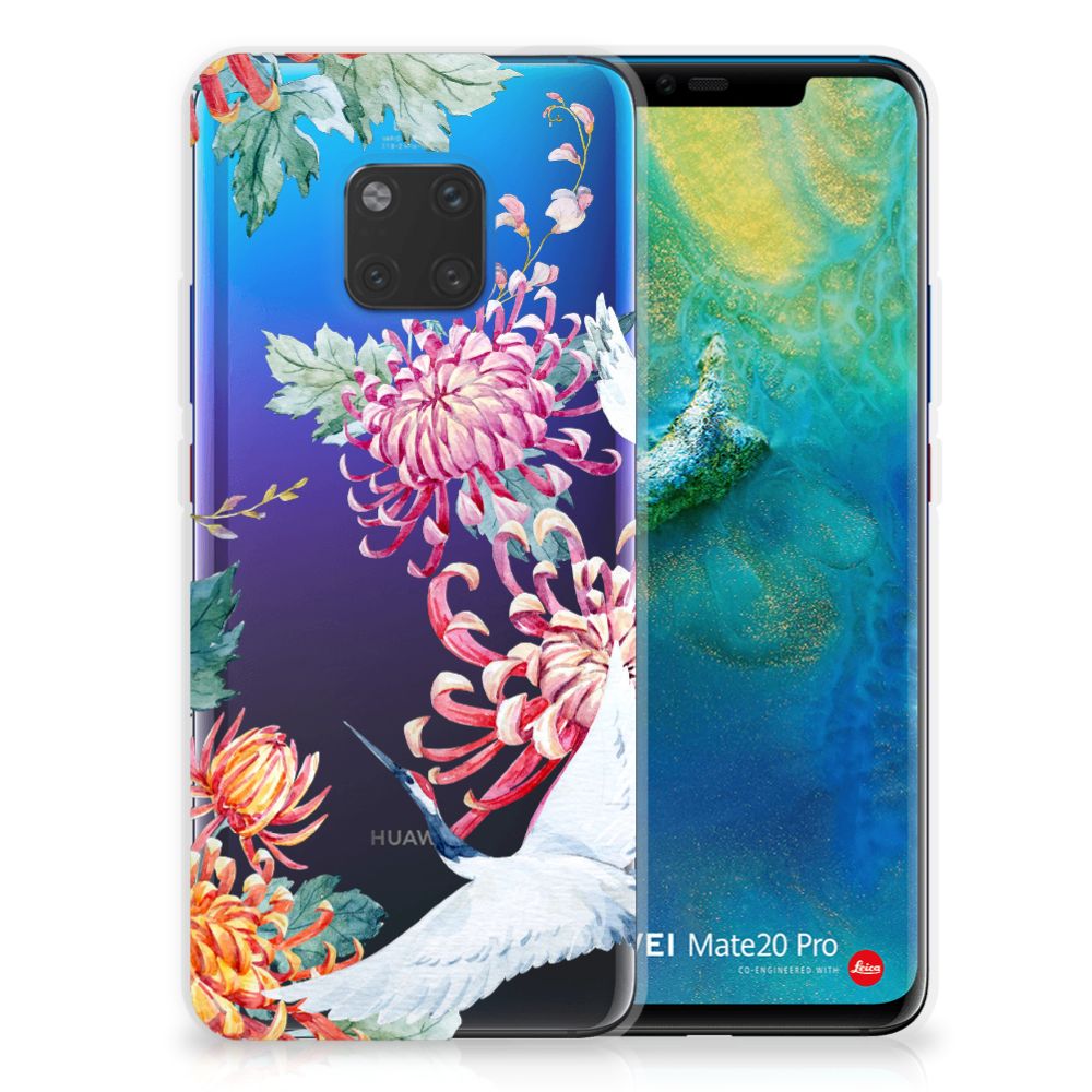 Huawei Mate 20 Pro TPU Hoesje Bird Flowers