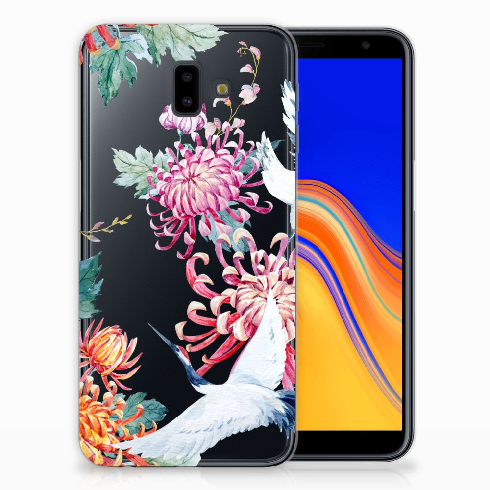 Samsung Galaxy J6 Plus (2018) TPU Hoesje Bird Flowers