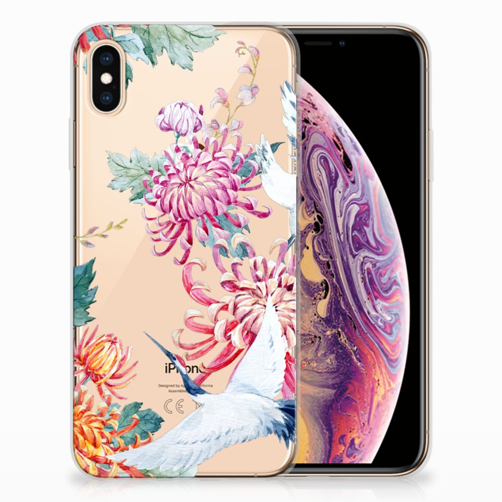 Apple iPhone Xs Max TPU Hoesje Bird Flowers