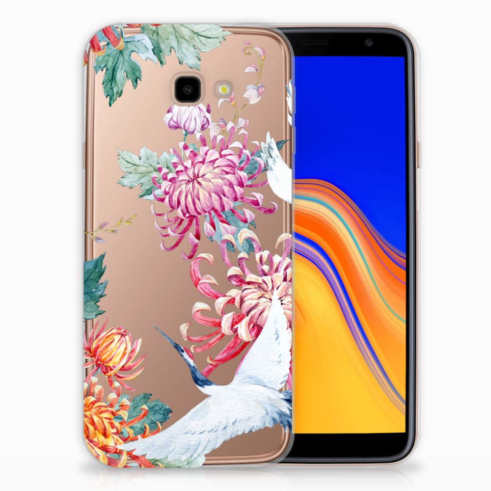 Samsung Galaxy J4 Plus (2018) TPU Hoesje Bird Flowers