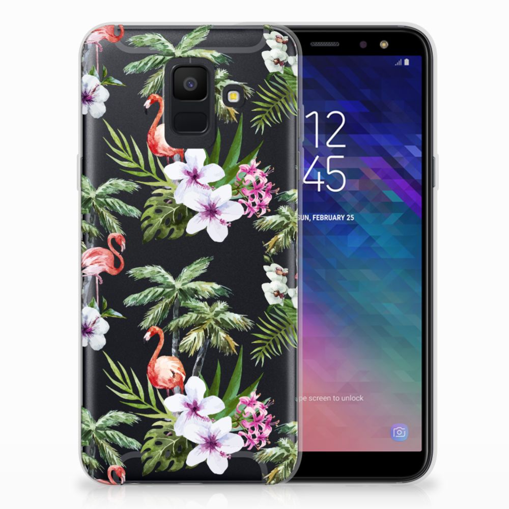 Samsung Galaxy A6 (2018) TPU Hoesje Flamingo Palms