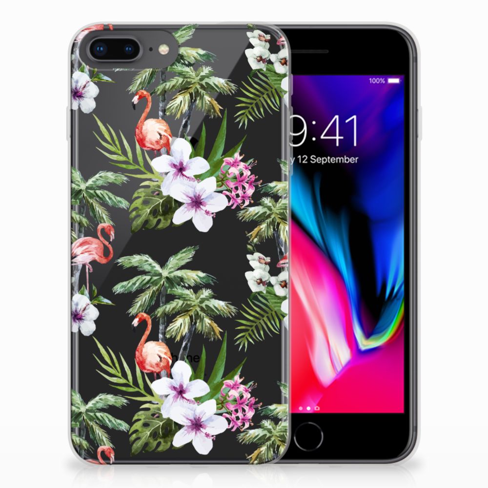 Apple iPhone 7 Plus | 8 Plus TPU Hoesje Design Flamingo Palms