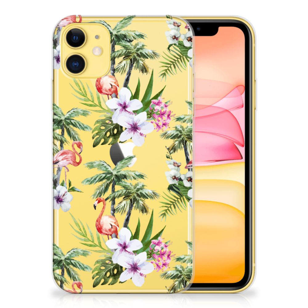 Apple iPhone 11 TPU Hoesje Flamingo Palms