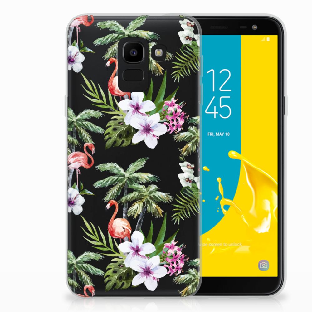 Samsung Galaxy J6 2018 TPU Hoesje Flamingo Palms