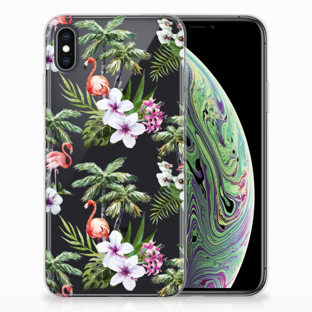 Apple iPhone Xs Max TPU Hoesje Design Flamingo Palms