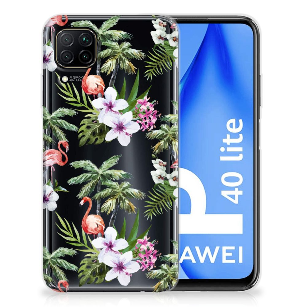 Huawei P40 Lite TPU Hoesje Flamingo Palms