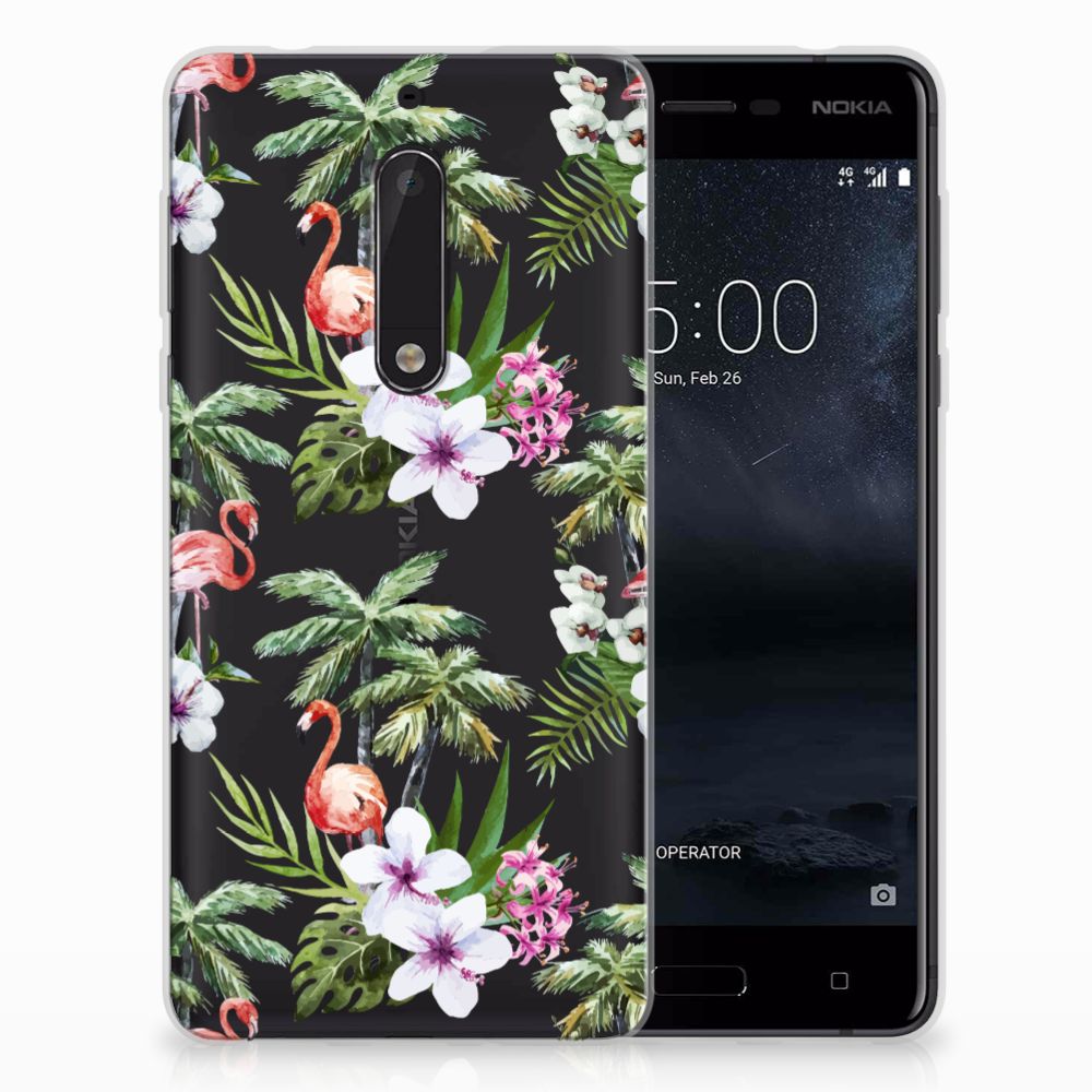 Nokia 5 TPU Hoesje Design Flamingo Palms