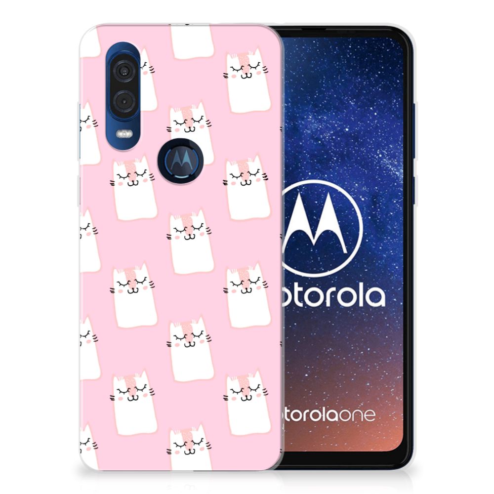 Motorola One Vision TPU Hoesje Sleeping Cats
