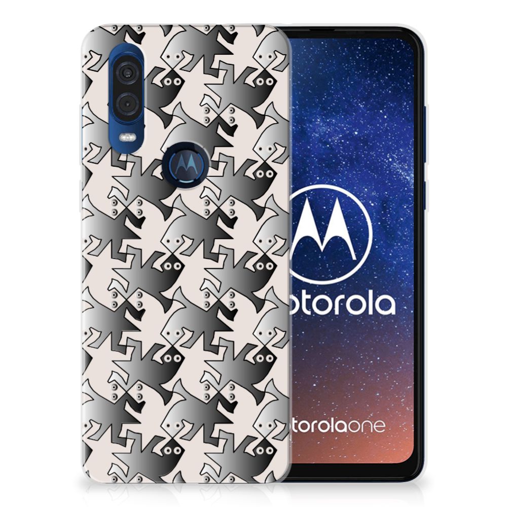 Motorola One Vision TPU Hoesje Salamander Grey