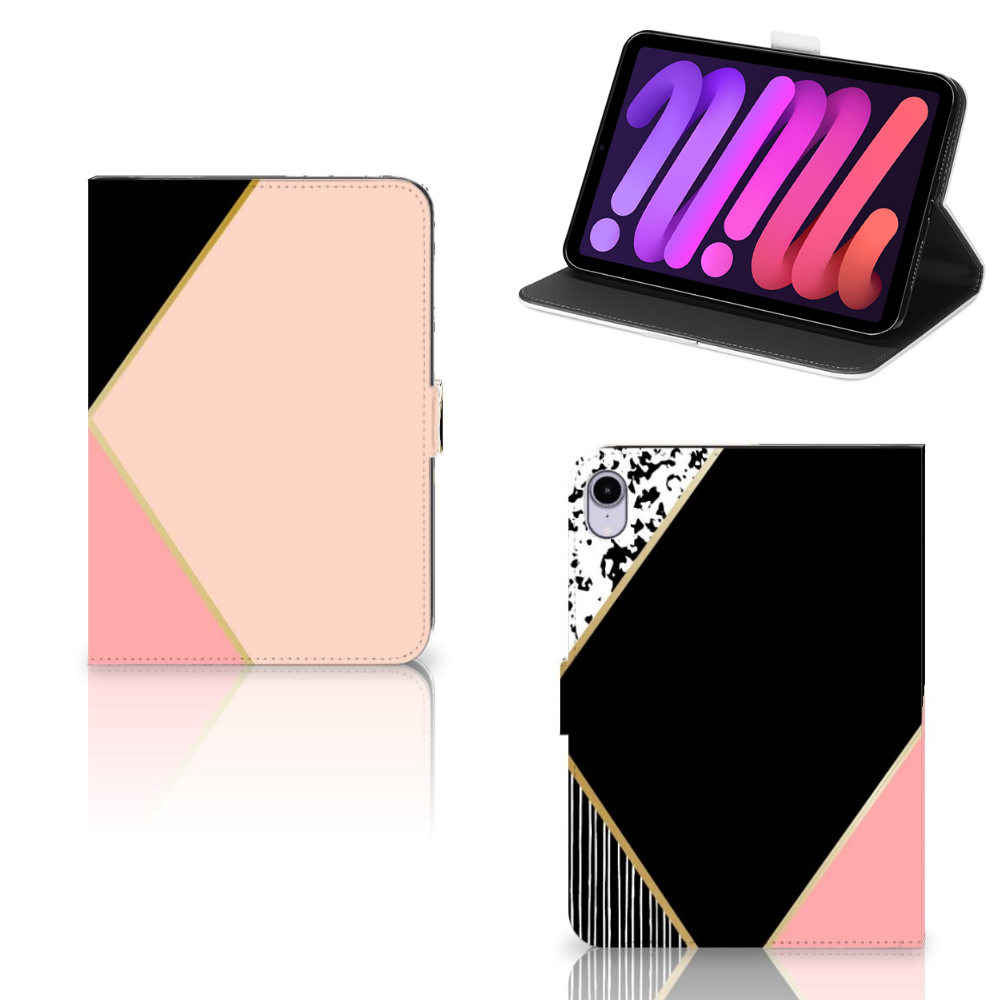 iPad Mini 6 (2021) Tablet Beschermhoes Zwart Roze Vormen