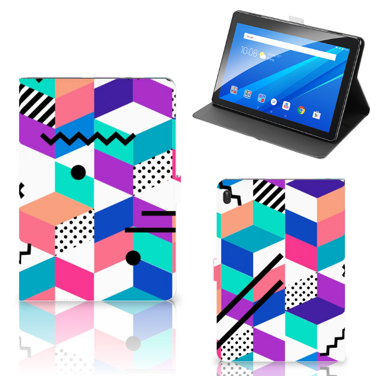 Lenovo Tab E10 Tablet Beschermhoes Blokken Kleurrijk